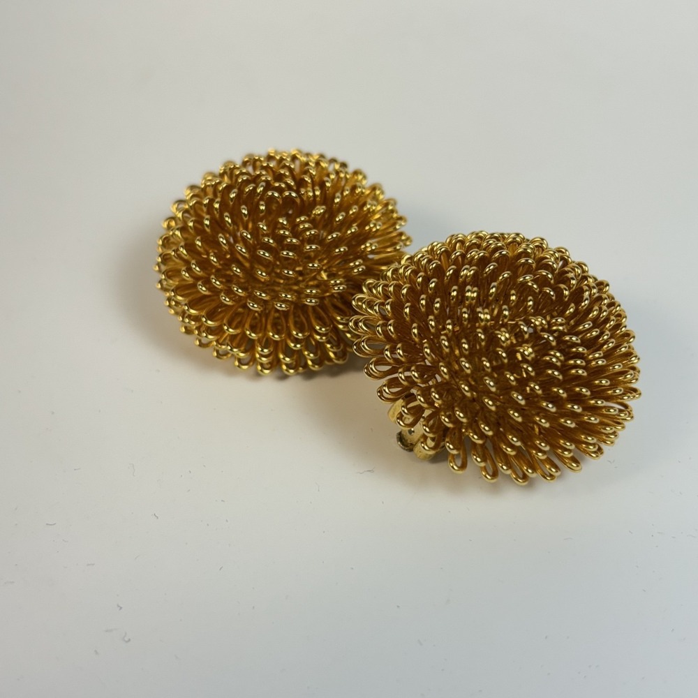 Vintage‎ Earrings Norma Jean Chunky Gold Tone Abstract Wildflower Iconic Huge